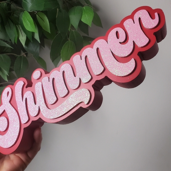 Ashland Pink Glitter Shimmer Table Top Sign Decor - Picture 3 of 10